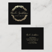 Carte De Visite Carré cercle de feuille d'or FAUX (Devant / Derrière)