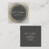 Carte De Visite Carré cercle de feuille d'or FAUX (Devant / Derrière)