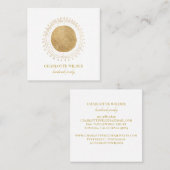 Carte De Visite Carré Cercle d'or Abstrait (Devant / Derrière)