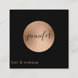 Carte De Visite Carré Cercle minimaliste de feuille d'or rose profession