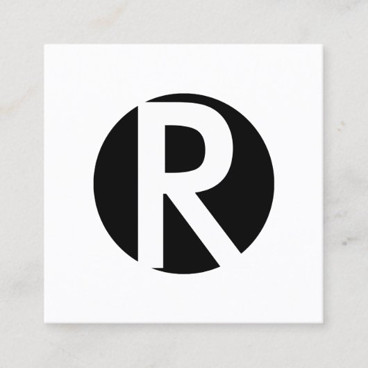 Carte De Visite Carré Cercle noir initial audacieux de monogramme (Devant)
