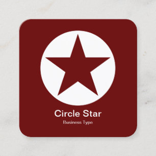 Carte De Visite Carré Cercle Star - Blanc sur rouge foncé Brown