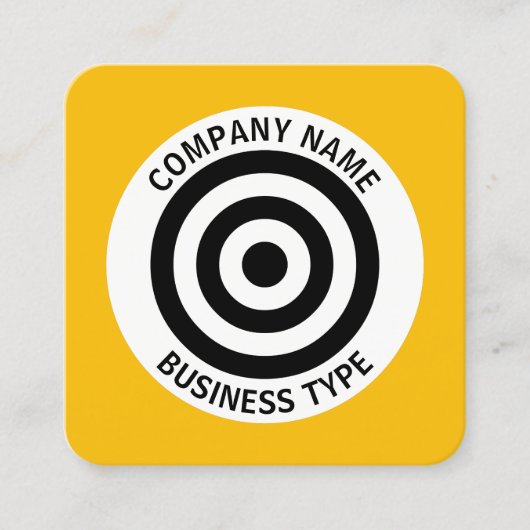 Carte De Visite Carré Cercles concentrés - Jaune #F8BC08 (Devant)