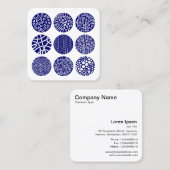 Carte De Visite Carré Cercles décorés - bleu foncé (Devant / Derrière)