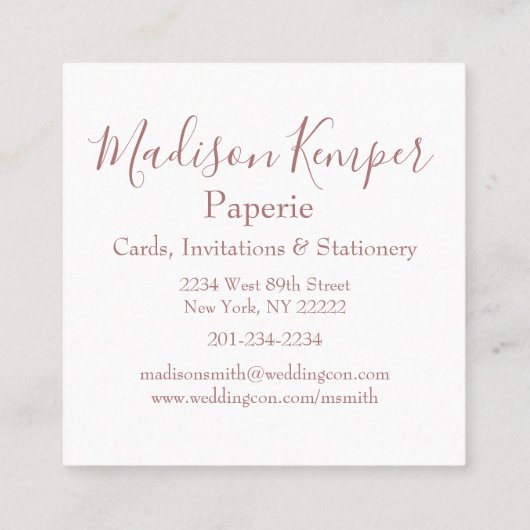 Carte De Visite Carré Cercles or Rose Abstrait simples et élégants (Dos)