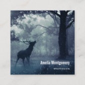 Carte De Visite Carré Cerf avec Antlers dans une forêt ombragée (Devant)