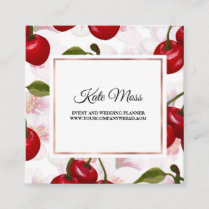 Carte De Visite Carré Cerise d'aquarelle professionnelle