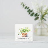 Carte De Visite Carré Certificat-cadeau de persil à herbe pointue (Debout devant)