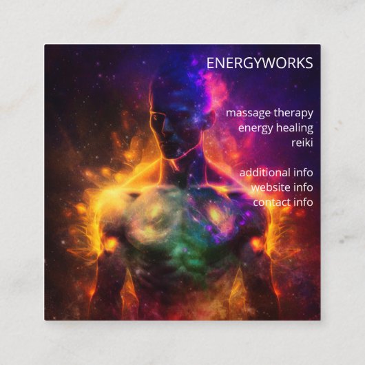 Carte De Visite Carré Chakras | Auras humains | Energy Healer (Dos)