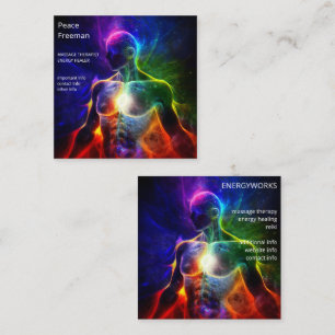 Carte De Visite Carré Chakras   Auras humains   Energy Healer