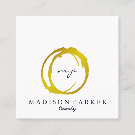 Carte De Visite Carré Champagne Elégante Moderne Beauté Abstraite Stylis (Devant)