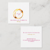 Carte De Visite Carré Champagne Elégante Moderne Beauté Abstraite Stylis (Devant / Derrière)