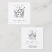 Carte De Visite Carré Champignons, lunes et cristaux (Devant / Derrière)