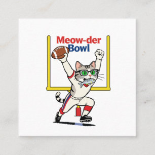 Carte De Visite Carré Champion du Meow-der Bowl Chat de football américa