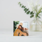 Carte De Visite Carré Chanteur musicien Photo Guitariste QR Code (Debout devant)
