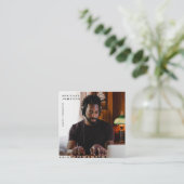 Carte De Visite Carré Chanteur musicien Photo Interprète QR Code (Debout devant)