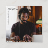 Carte De Visite Carré Chanteur musicien Photo Interprète QR Code (Devant)