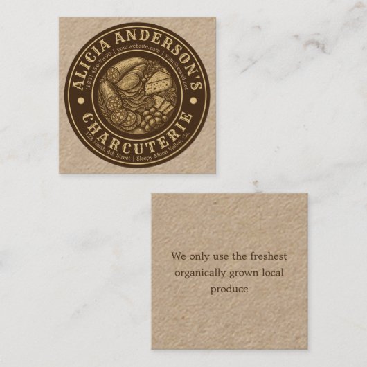 Carte De Visite Carré Charcuterie vintage (Devant / Derrière)