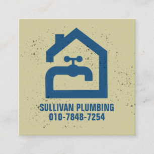 Carte De Visite Carré Chariot de plomberie à fuiter Faucet Home Réparati