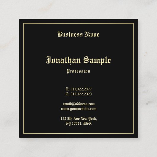 Carte De Visite Carré Charmant or Vieux script anglais élégant Plain (Dos)