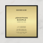 Carte De Visite Carré Charme Moderne Glamor Elégant Black Gold Luxe (Dos)