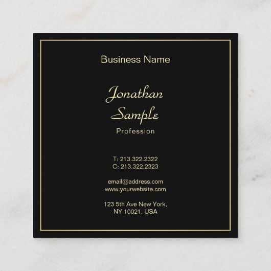 Carte De Visite Carré Charming Gold manuscrit Script élégant Plain (Dos)