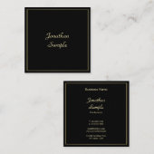 Carte De Visite Carré Charming Gold manuscrit Script élégant Plain (Devant / Derrière)