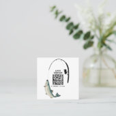 Carte De Visite Carré Chartes de guide de pêche professionnelle Code QR (Debout devant)