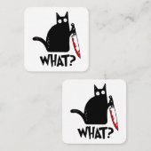 Carte De Visite Carré Chat assassin avec couteau (Devant / Derrière)