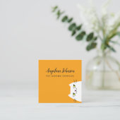 Carte De Visite Carré Chat Blanc Drôle (Debout devant)