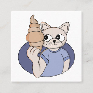 Carte De Visite Carré Chat Croissant Drôle