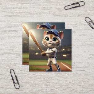 Carte De Visite Carré Chat De Baseball Drôle,