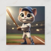 Carte De Visite Carré Chat De Baseball Drôle, (Dos)