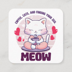Carte De Visite Carré Chat de méditation - Chat Kawaii
