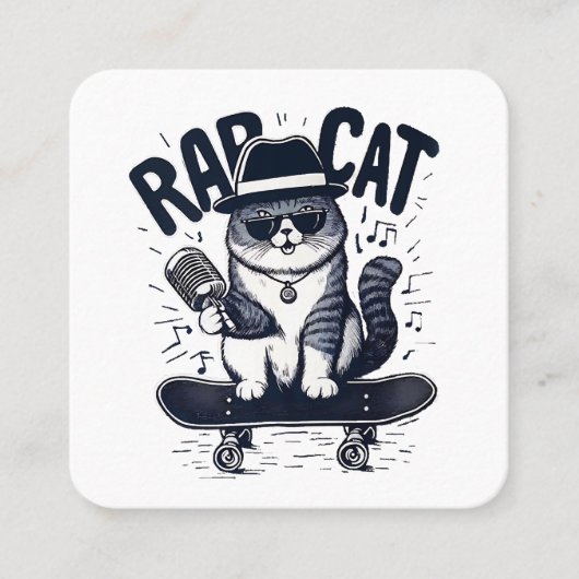 Carte De Visite Carré Chat de rap Harmonie (Devant)