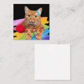 Carte De Visite Carré Chat endommagé sur l'arrière - plan arc-en-ciel (Devant / Derrière)