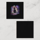 Carte De Visite Carré Chat équitation Panda Llama Unicorn (Devant / Derrière)