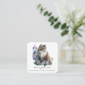 Carte de visite Carré Chat et Fleurs (Debout devant)