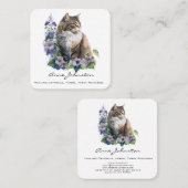 Carte de visite Carré Chat et Fleurs (Devant / Derrière)