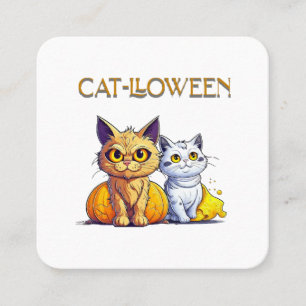 Carte De Visite Carré Chat Halloween 