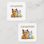 Carte De Visite Carré Chat Halloween (Devant / Derrière)