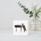 Carte De Visite Carré Chat Jouer Piano (Debout devant)