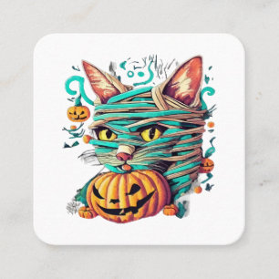 Carte De Visite Carré Chat momie drôle Halloween