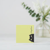 Carte De Visite Carré Chat Noir (Debout devant)