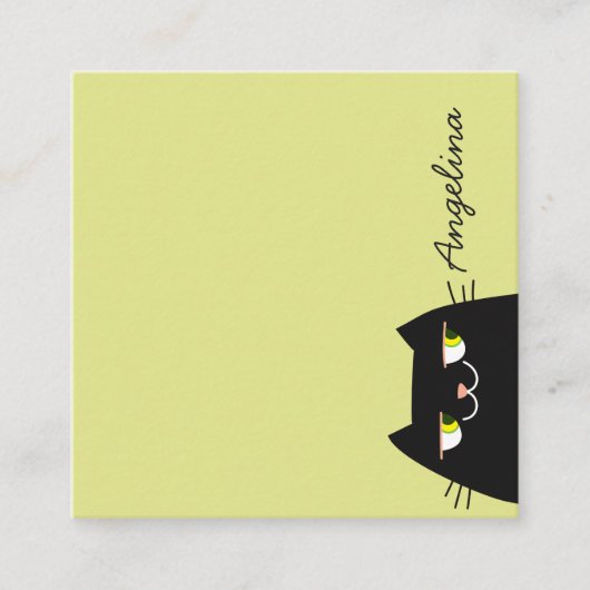 Carte De Visite Carré Chat Noir (Devant)