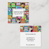 Carte De Visite Carré Chat Sitter mignon animal de compagnie Doodle Modè (Devant / Derrière)