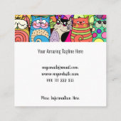 Carte De Visite Carré Chat Sitter mignon animal de compagnie Doodle Modè (Dos)