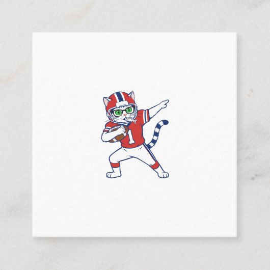 Carte De Visite Carré Chat Touchdown (Devant)