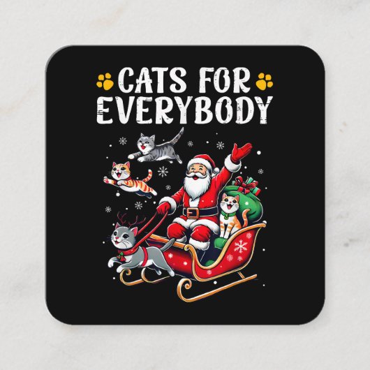 Carte De Visite Carré Chats pour tous Noël Chat drôle (Devant)