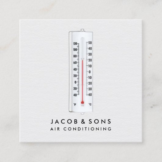 Carte De Visite Carré Chauffage Ventilation Climatisation HVAC (Devant)